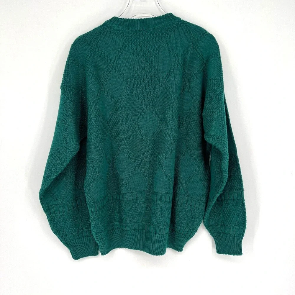 St Michael Sweater Mens L/‎ 50 VTG Green Diamond Argyle Grandpa Retro